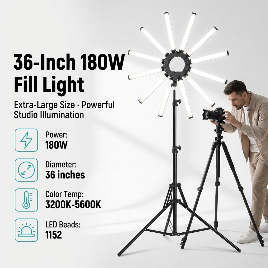 طقم إضاءة تصوير متعدد الأنابيب - مراجعة Photography Lighting Ring وسعره